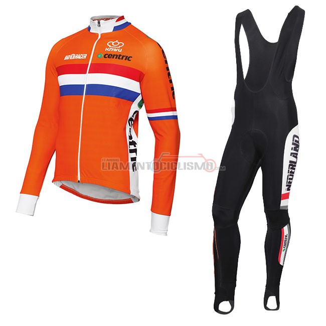 Abbigliamento Ciclismo Paesi Bassi Manica Lunga 2017 Arancione